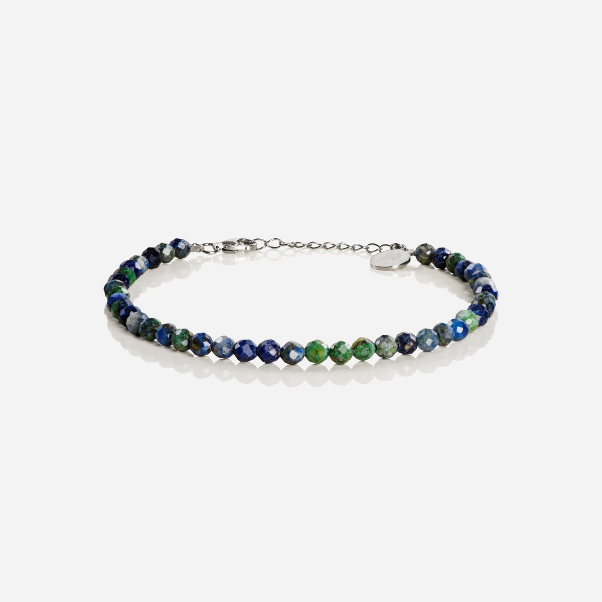 Phoenix Bracelet: Herren-Perlenarmband mit facettierten blauen und grünen Natursteinen und Silberverschluss - PALM. Jewelry
