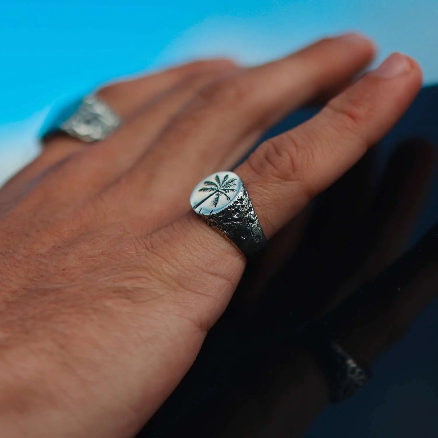 Moderne zilveren herenring – PALM RING handgemaakt van 925 sterling zilver door PALM. Jewelry