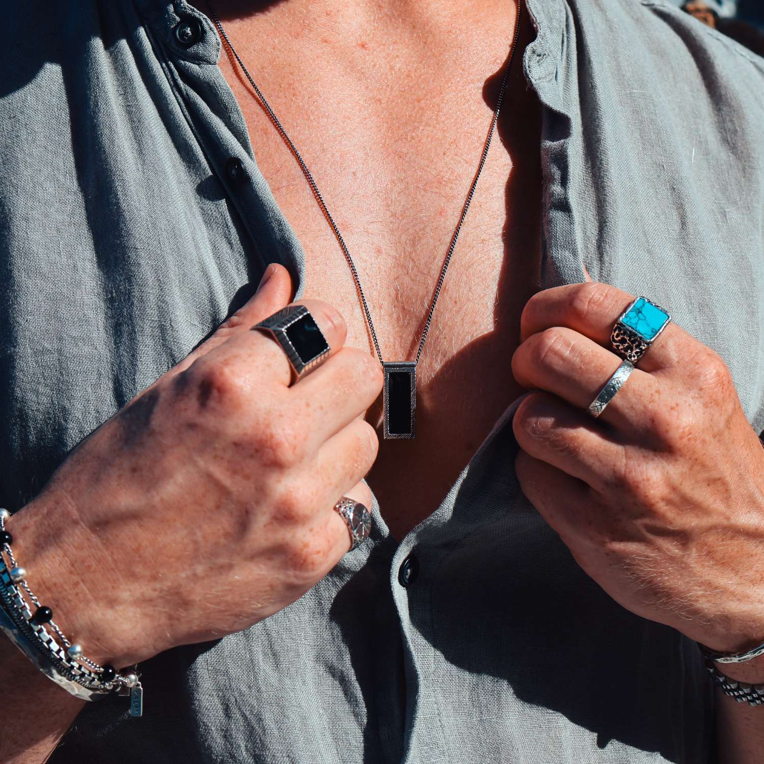 ONYX NECKLACE. - 925 Silver Onyx Stone Necklace - PALM. | Handcrafted Jewelry-