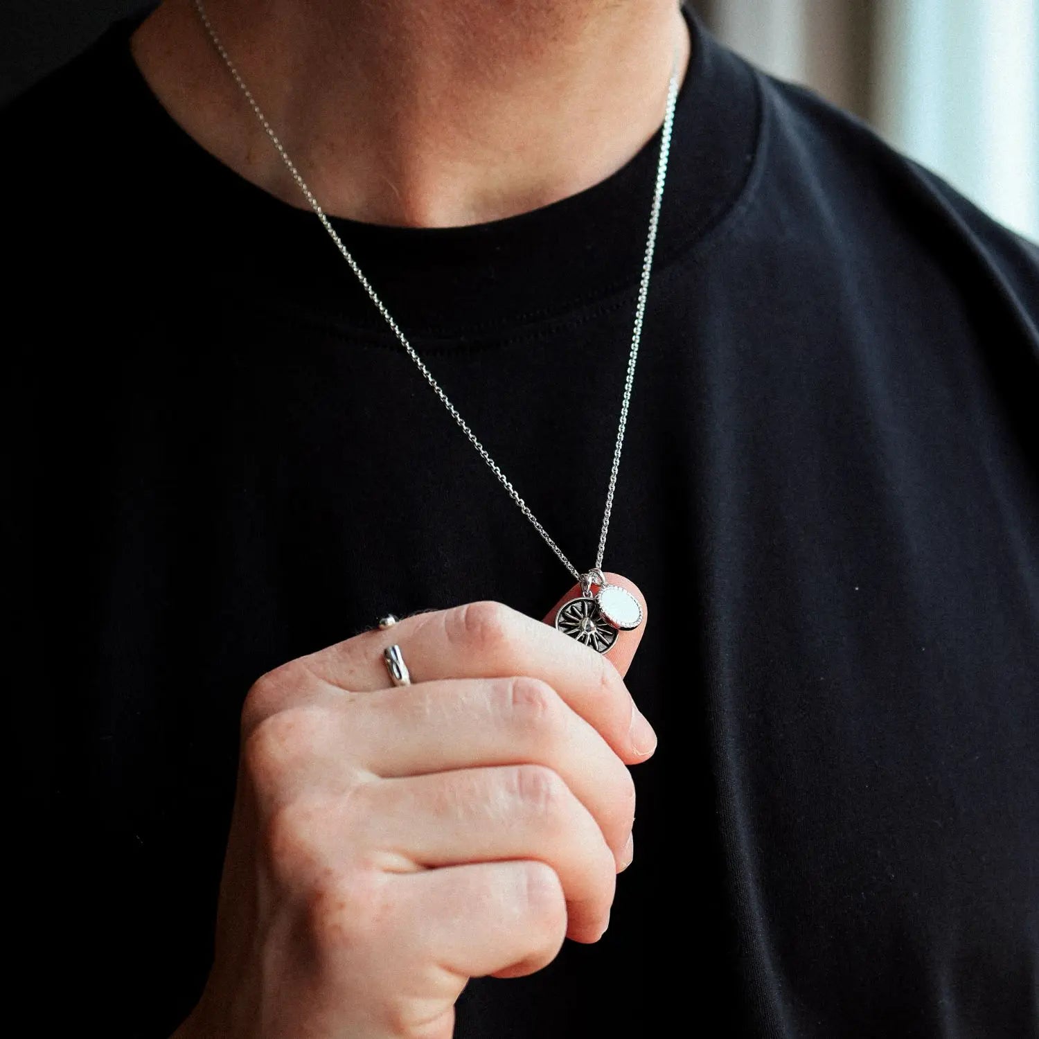 ECLIPSE KETTING. – Zilveren Ketting met Onyx Steen voor Mannen