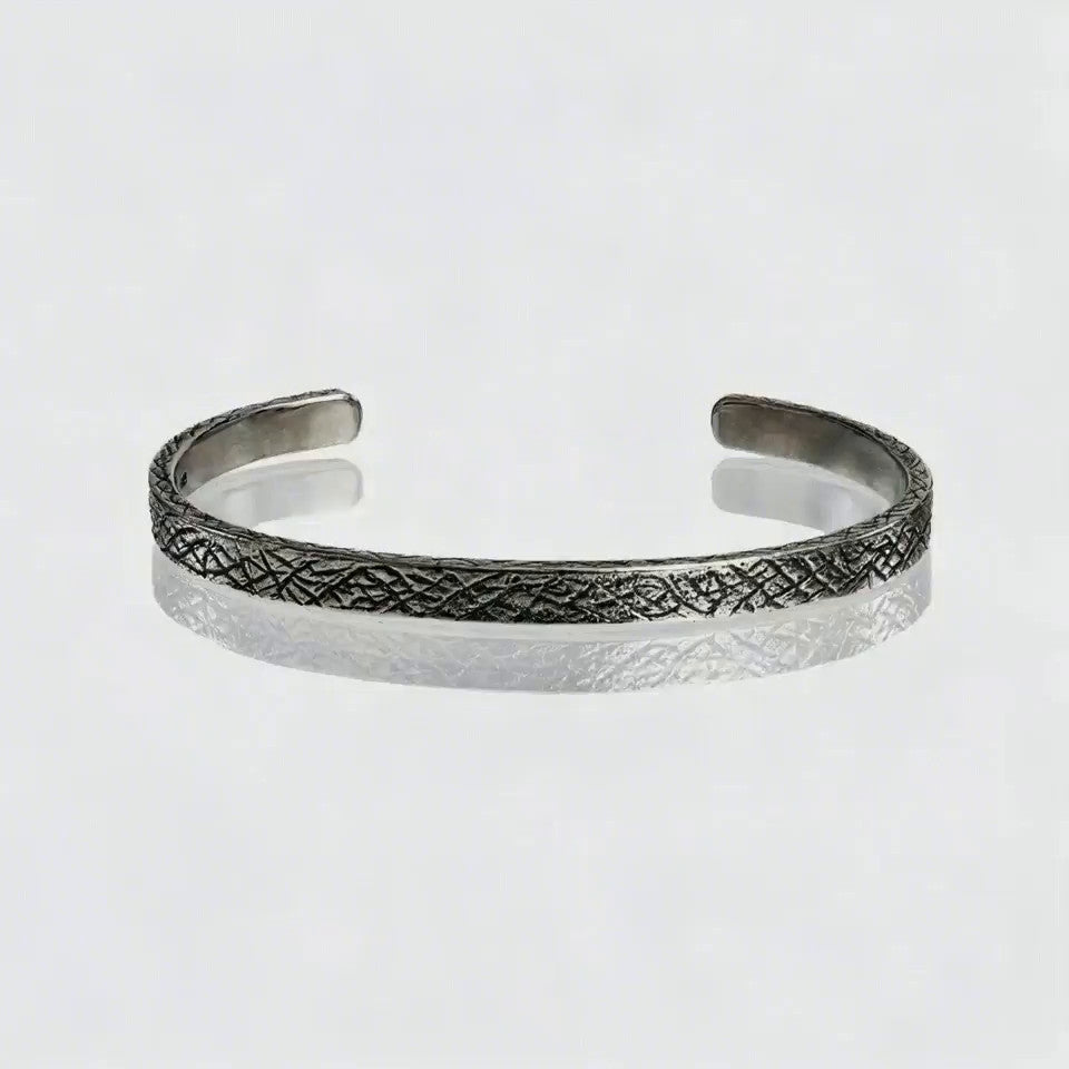 Earth Cuff zilveren heren cuff, 360 graden draaibaar aanzicht