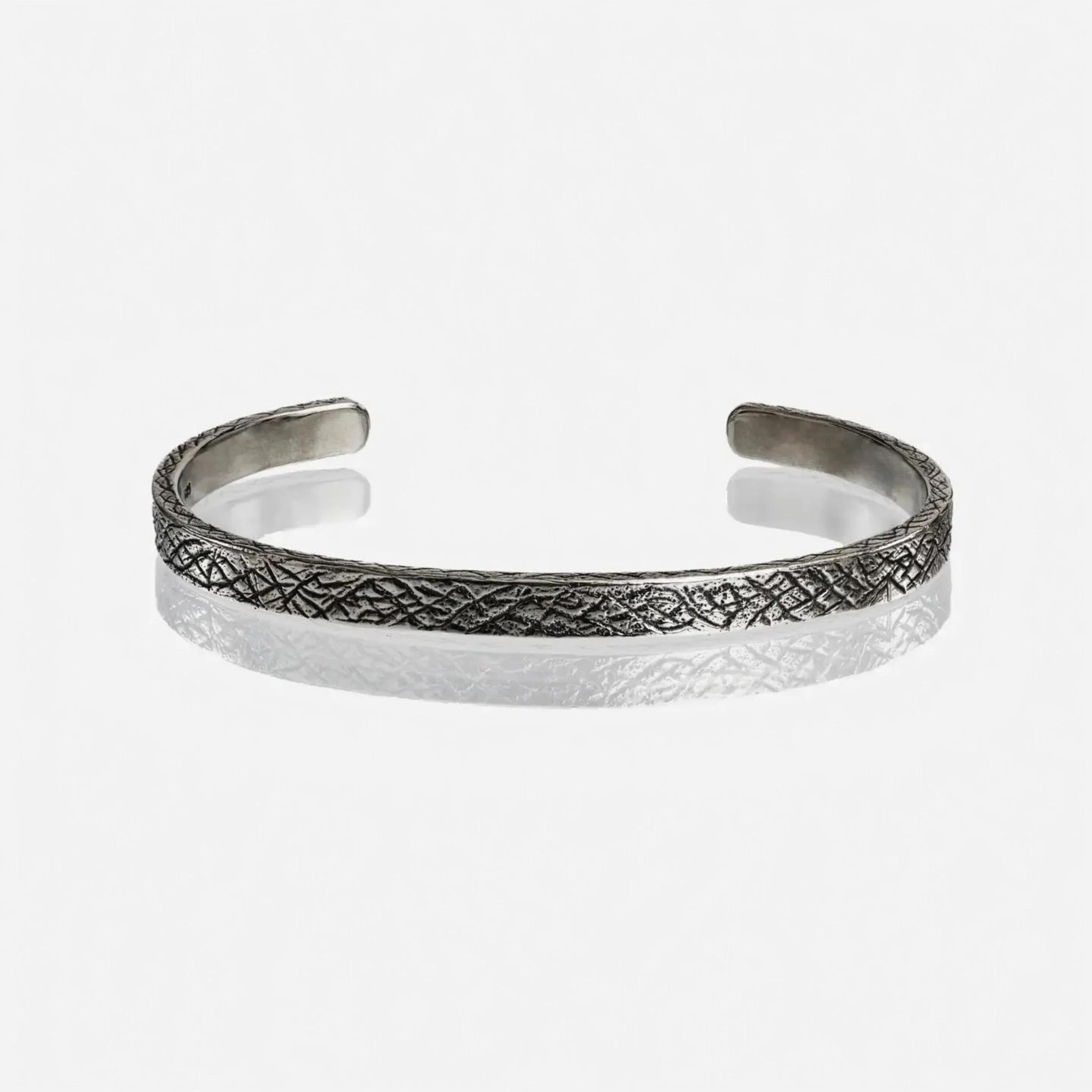 Earth Cuff zilveren heren cuff, 360 graden draaibaar aanzicht