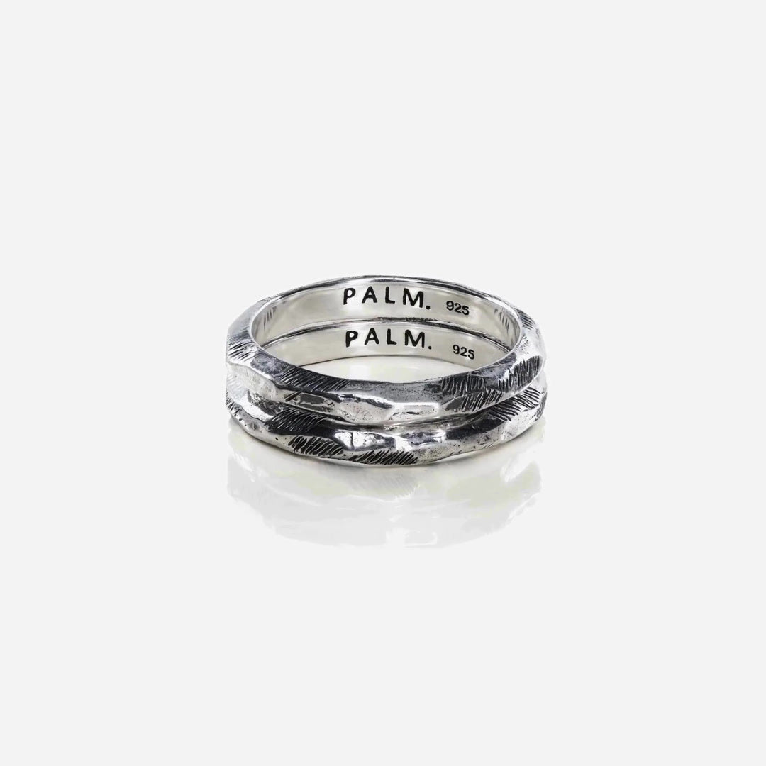 Twin Ring zilveren herenring, 360 graden draaibaar aanzicht