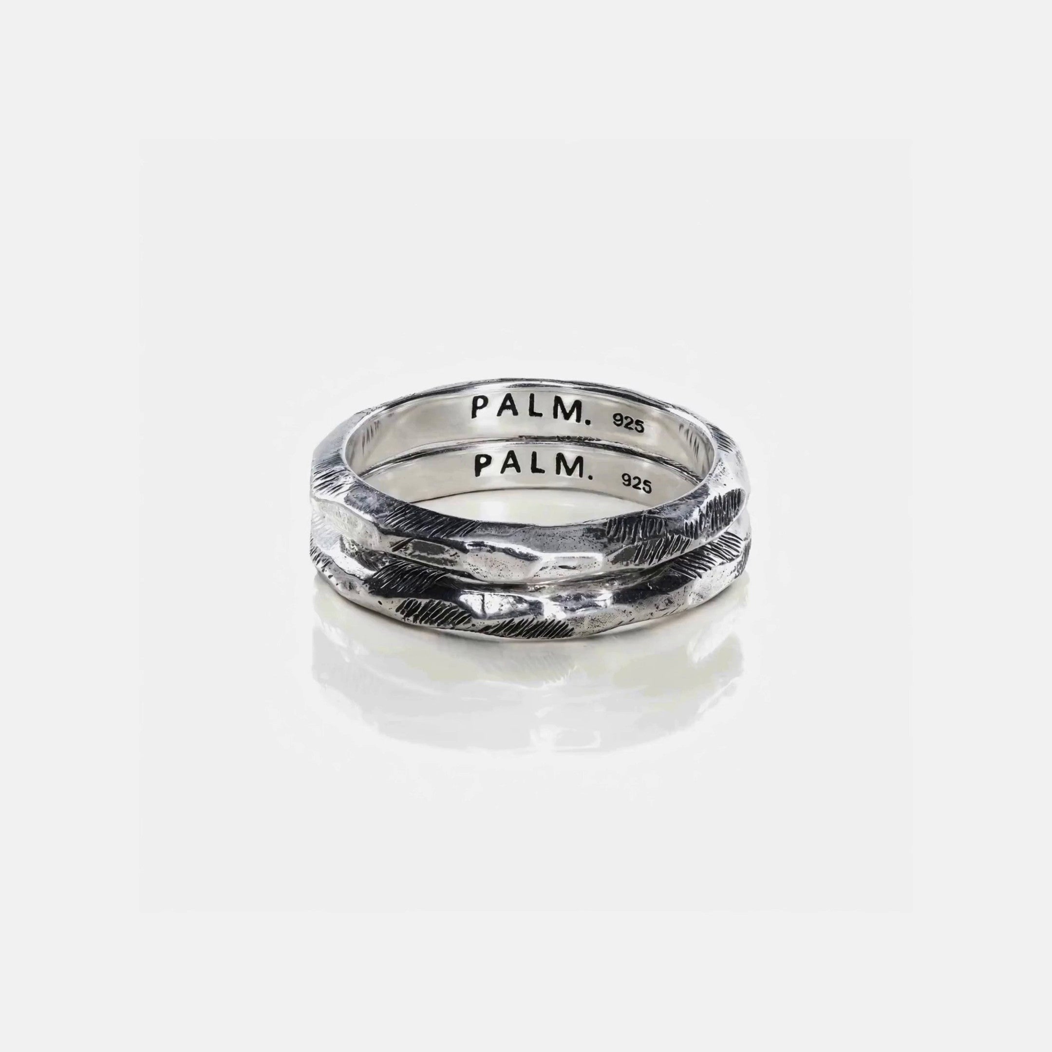 Twin Ring zilveren herenring, 360 graden draaibaar aanzicht