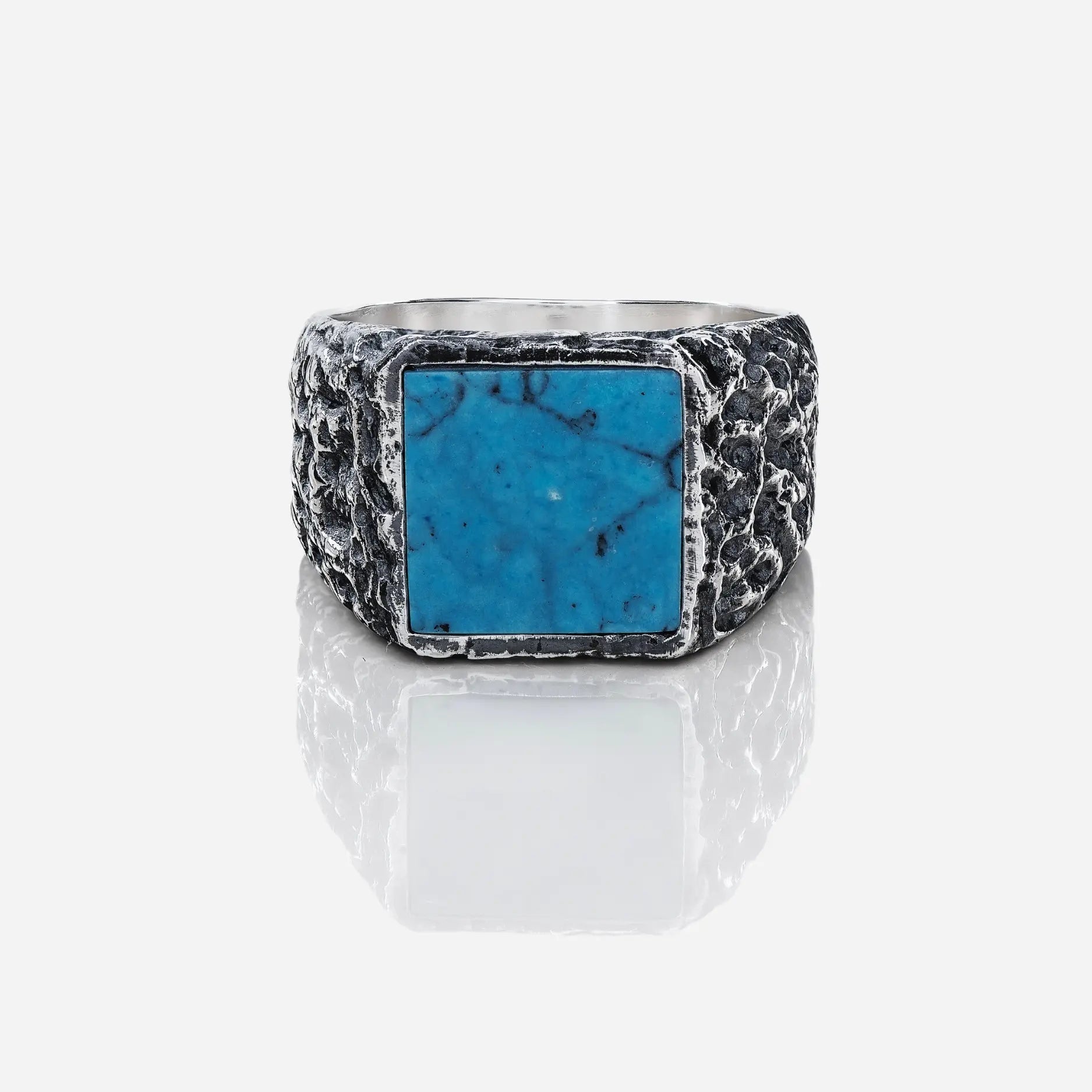 Zilveren herenring met natuurlijke turkoois steen – TURQUOISE RING van PALM. Jewelry