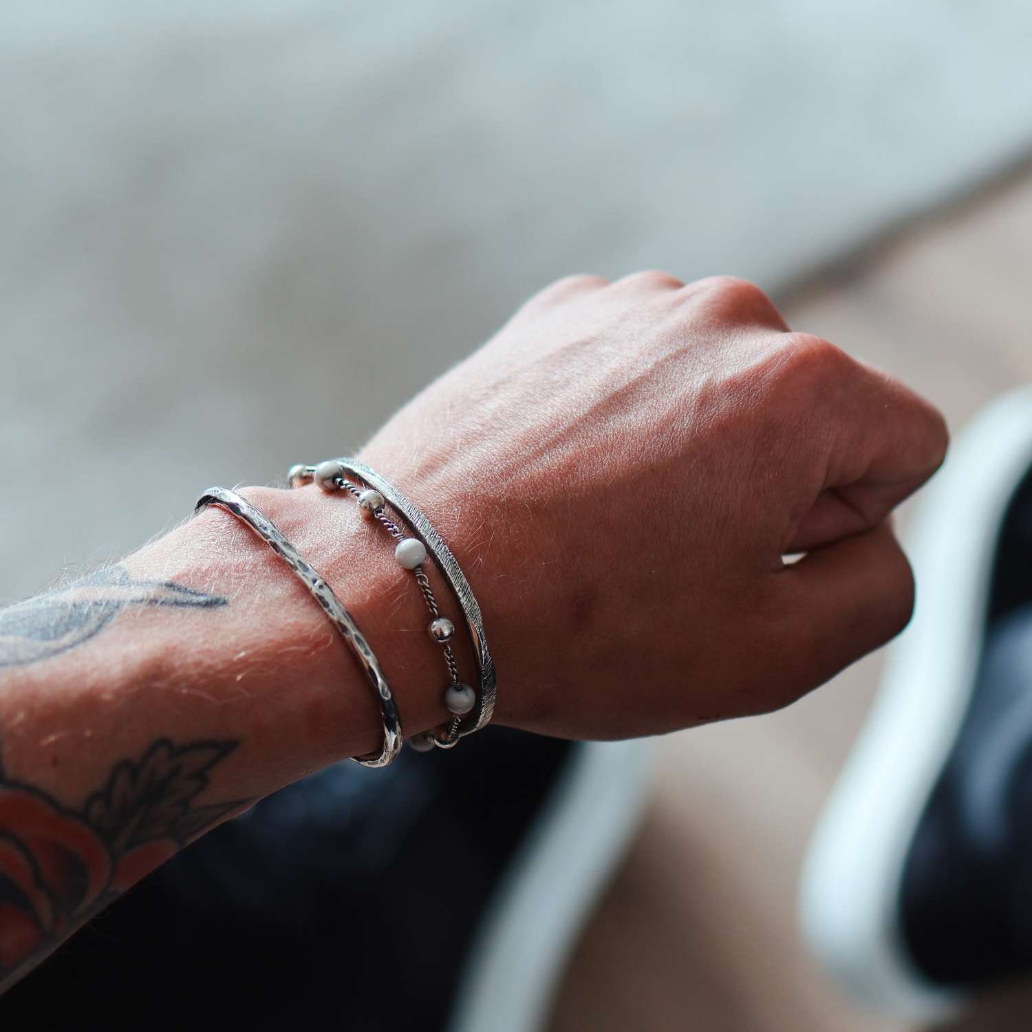 Men's Sterling Silver Custom Engraved Heavy Cuff Bracelet | 1/2